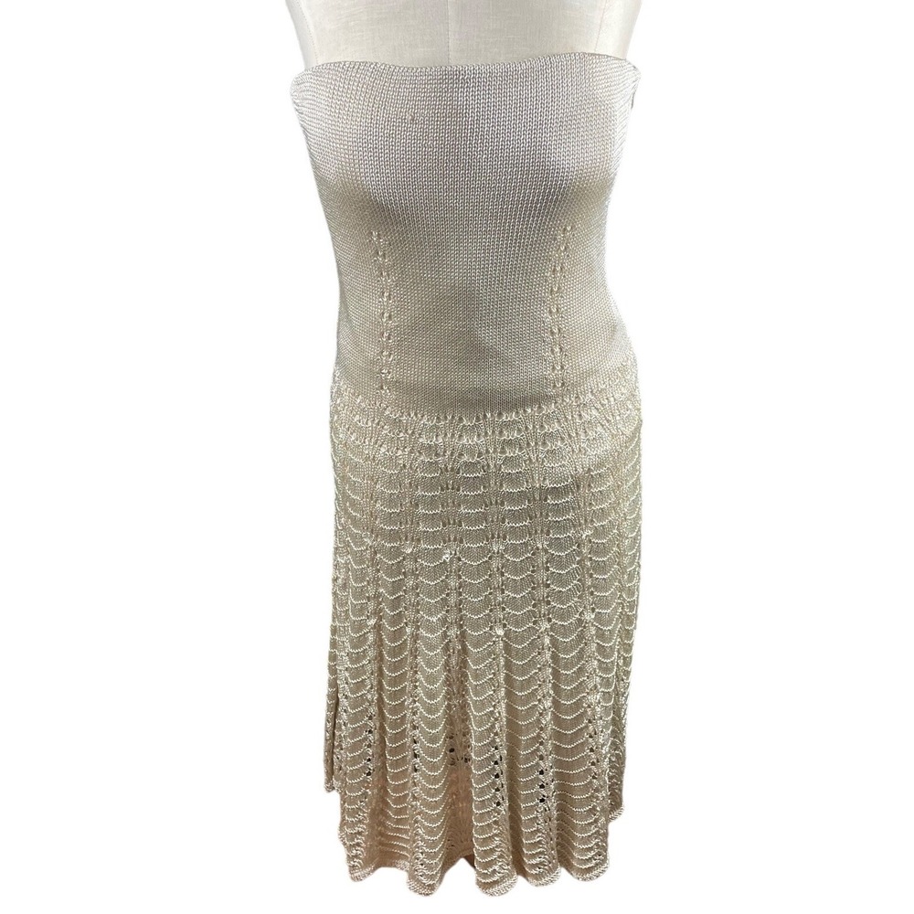 Ralph Lauren Purple Label Lined Viscose Strapless Dress Nude Size Large 2490$